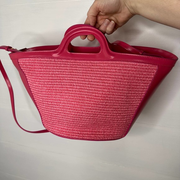 Marni Tropicalia Small Bag tote in Pink Leather Raffia purse crossbody woven New - Picture 6 of 15